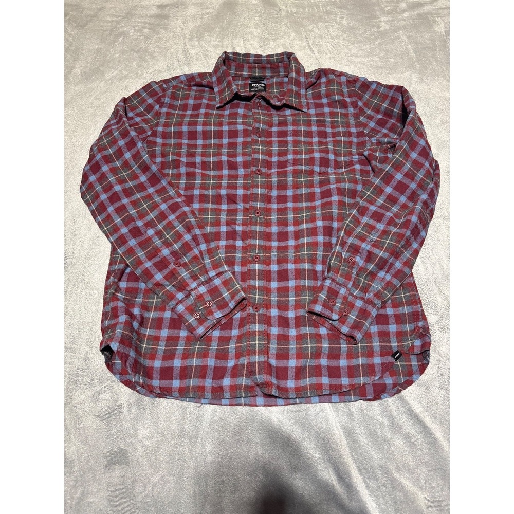 Prana Mens S Slim Fit Multicolor Long Sleeve Plaid Button Front Shirt